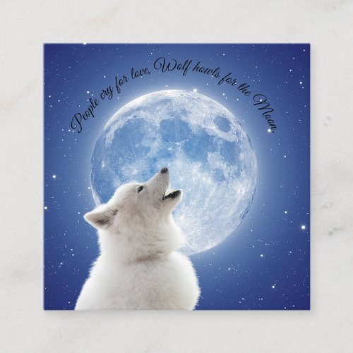Create Your Own Cute Wolf Howls  Blue Moon Sky on Enclosure Card