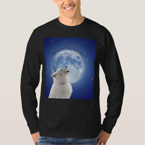 Create Your Own Cute Wolf Howls  Blue Moon Sky on T_Shirt
