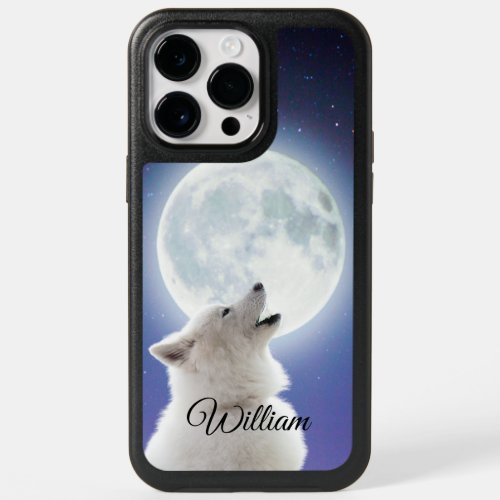 Create Your Own Cute Wolf Howls  Blue Moon Sky  OtterBox iPhone 14 Pro Max Case