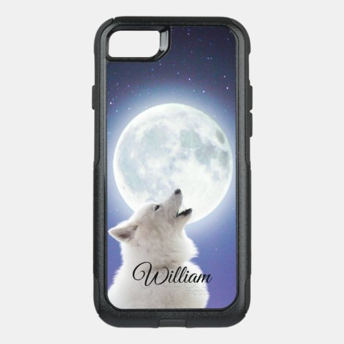 Create Your Own Cute Wolf Howls  Blue Moon Sky  OtterBox Commuter iPhone SE87 Case