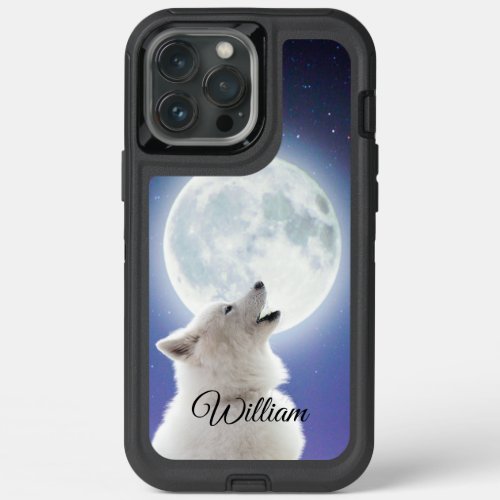 Create Your Own Cute Wolf Howls  Blue Moon Sky  iPhone 13 Pro Max Case