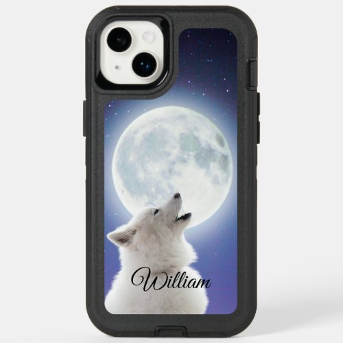 Create Your Own Cute Wolf Howls  Blue Moon Sky  OtterBox iPhone 14 Plus Case