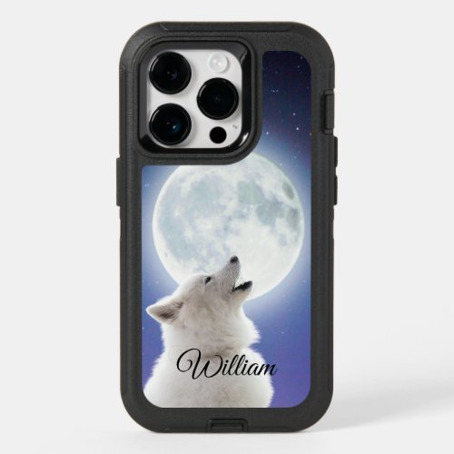 Create Your Own Cute Wolf Howls  Blue Moon Sky  OtterBox iPhone 14 Pro Case