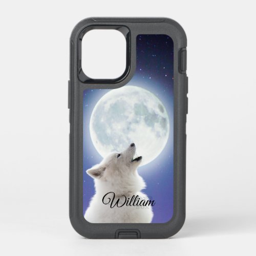 Create Your Own Cute Wolf Howls  Blue Moon Sky  OtterBox Defender iPhone 12 Mini Case