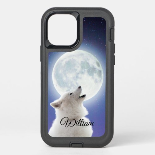 Create Your Own Cute Wolf Howls  Blue Moon Sky  OtterBox Defender iPhone 12 Pro Case