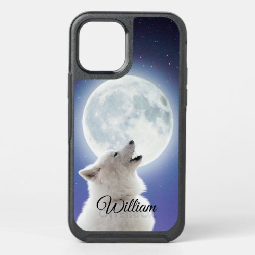 Create Your Own Cute Wolf Howls  Blue Moon Sky  OtterBox Symmetry iPhone 12 Case