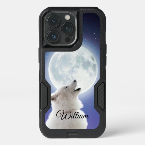 Create Your Own Cute Wolf Howls  Blue Moon Sky  iPhone 13 Pro Case