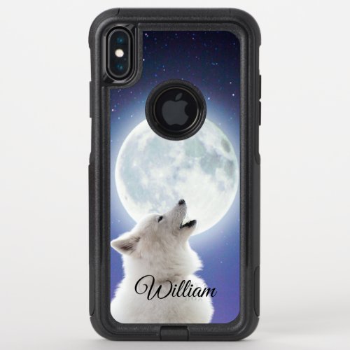 Create Your Own Cute Wolf Howls  Blue Moon Sky  OtterBox Commuter iPhone XS Max Case