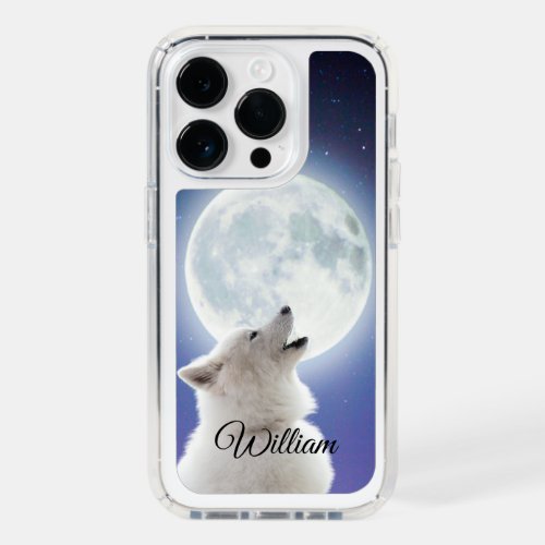 Create Your Own Cute Wolf Howls  Blue Moon Sky  Speck iPhone 14 Pro Case