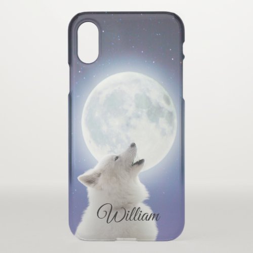 Create Your Own Cute Wolf Howls  Blue Moon Sky  iPhone X Case