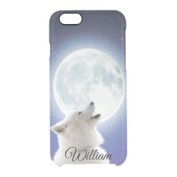 Create Your Own Cute Wolf Howls | Blue Moon Sky  Clear iPhone 6/6S Case