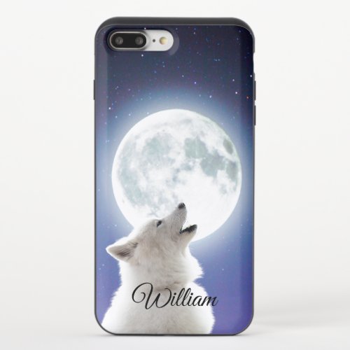 Create Your Own Cute Wolf Howls  Blue Moon Sky  iPhone 87 Plus Slider Case