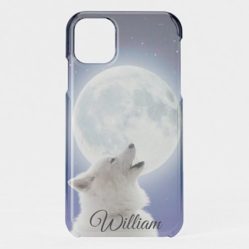 Create Your Own Cute Wolf Howls  Blue Moon Sky  iPhone 11 Case