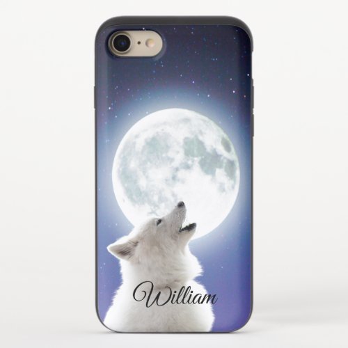 Create Your Own Cute Wolf Howls  Blue Moon Sky  iPhone 87 Slider Case