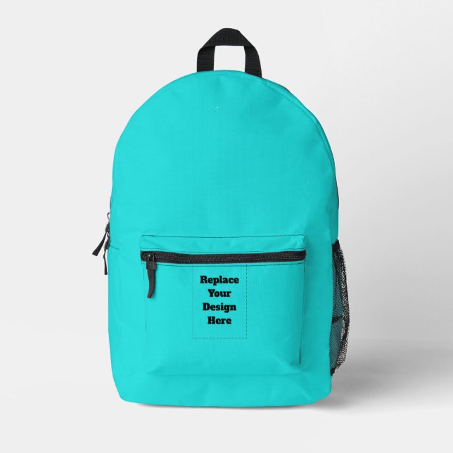 Create Your Own cyan Printed Backpack (Front)