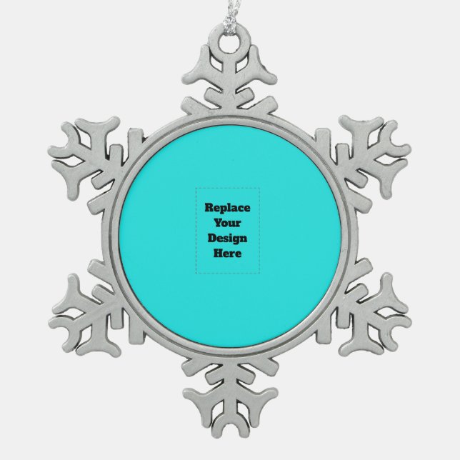 Create Your Own cyan Snowflake Pewter Christmas Ornament (Front)
