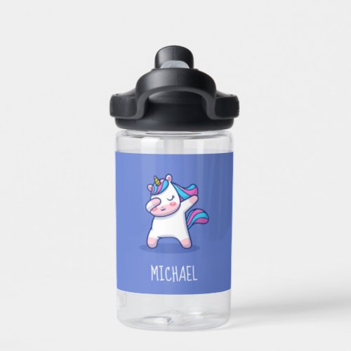 Create Your Own Dancing Unicorn Boy Name Water Bottle