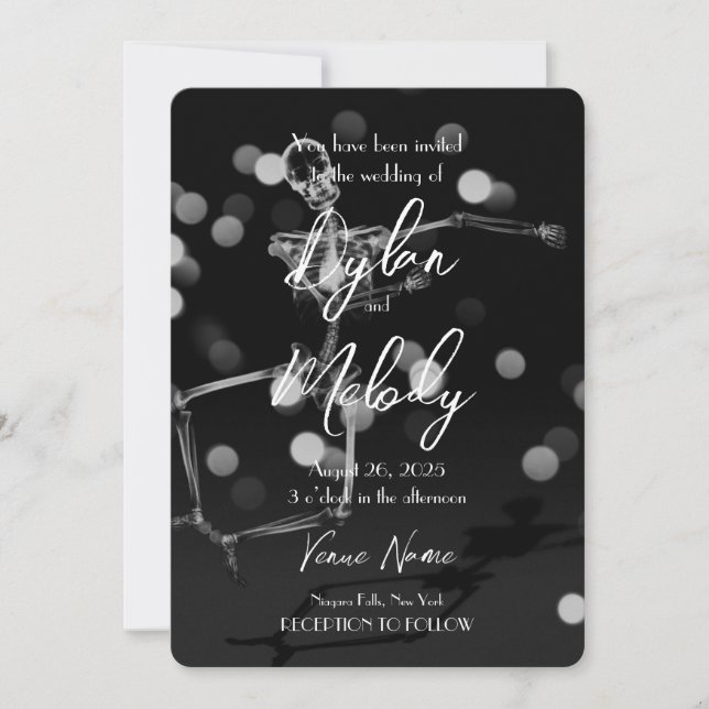 Create Your Own Dancing X-Ray Skeleton Wedding Invitation (Front)