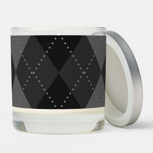 Create Your Own - Dark Argyle - Grey Scented Candle (Lid)