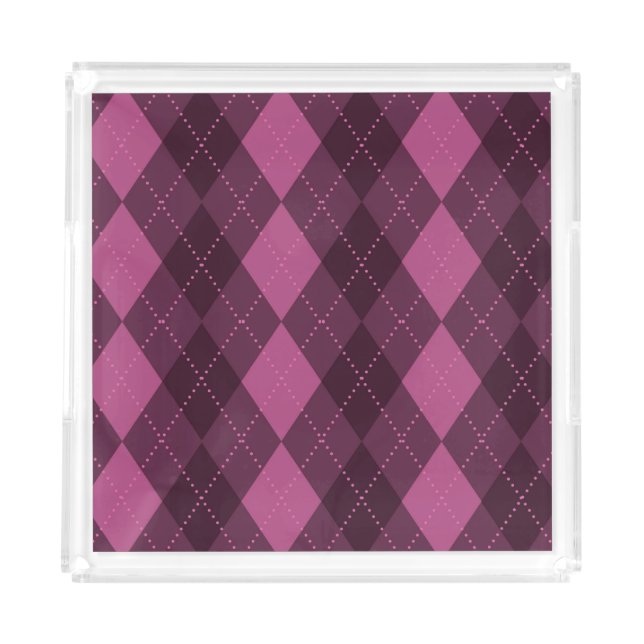 Create Your Own - Dark Argyle - Pink Acrylic Tray (Front)