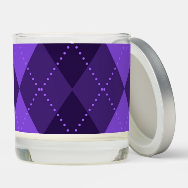 Create Your Own - Dark Argyle - Purple  Scented Candle (Lid)