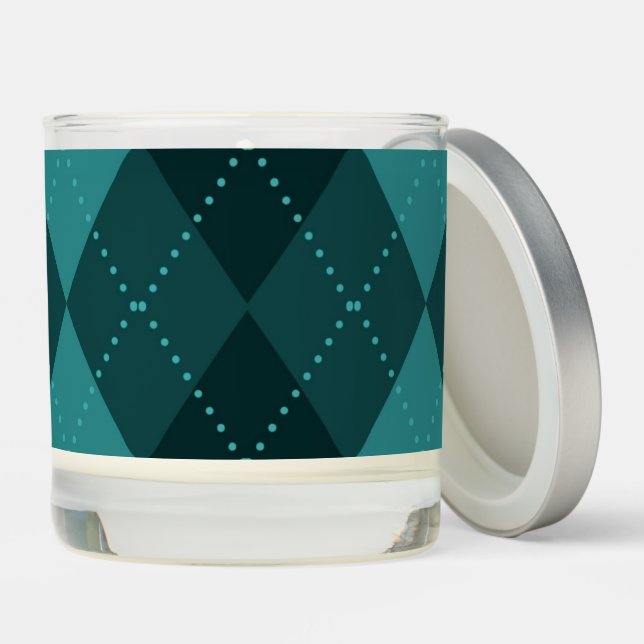 Create Your Own - Dark Argyle - Teal Scented Candle (Lid)
