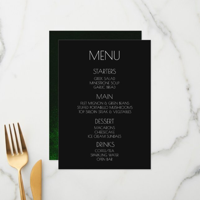 Create Your Own - Dark Black & Green Distressed Menu (Front/Back In Situ)