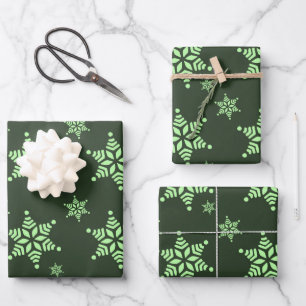 Create Your Own Dark Bold Snowflakes Pattern Wrapping Paper Sheets