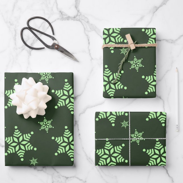Create Your Own Dark Bold Snowflakes Pattern Wrapping Paper Sheets (Front)