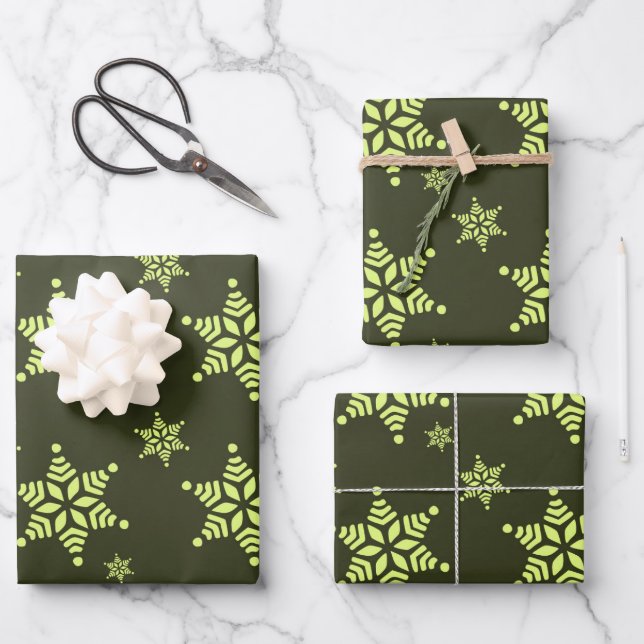 Create Your Own Dark Bold Snowflakes Pattern Wrapping Paper Sheets (Front)