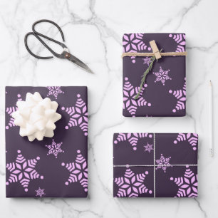 Create Your Own Dark Bold Snowflakes Pattern Wrapping Paper Sheets