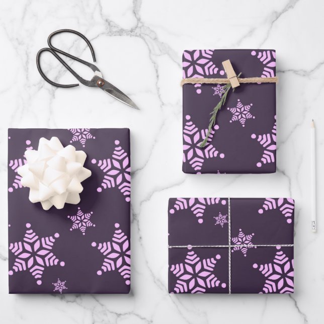 Create Your Own Dark Bold Snowflakes Pattern Wrapping Paper Sheets (Front)