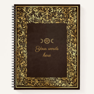 Create Your Own Dark Brown Giided Filigree Notebook