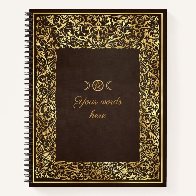 Create Your Own Dark Brown Giided Filigree Notebook (Front)