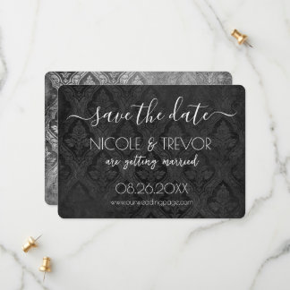 Create Your Own - Dark Gothic Vintage Damask Save The Date