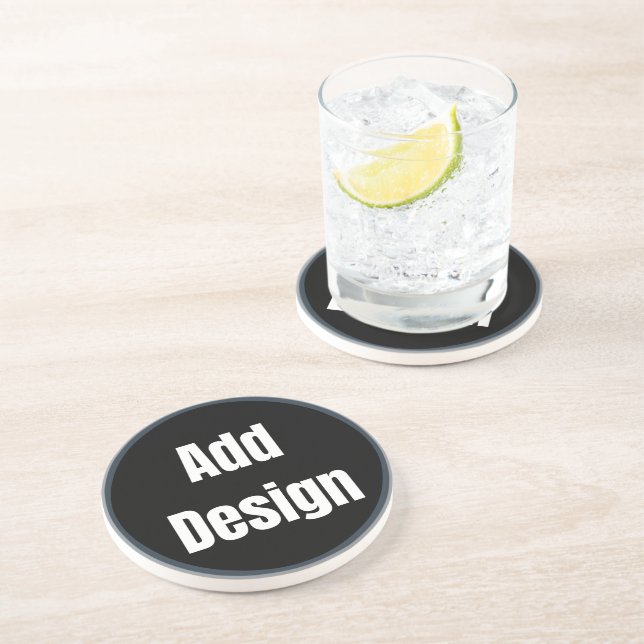 Create Your Own dark gray blue personalized Coaster (Side)