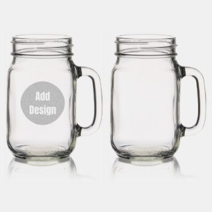 Create Your Own dark gray blue personalized Mason Jar W/ Handle
