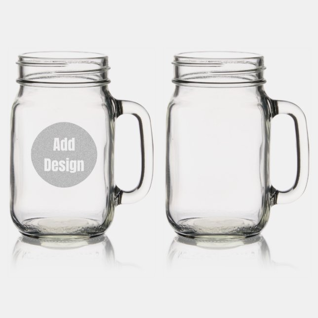 Create Your Own dark gray blue personalized Mason Jar W/ Handle (Glassware)