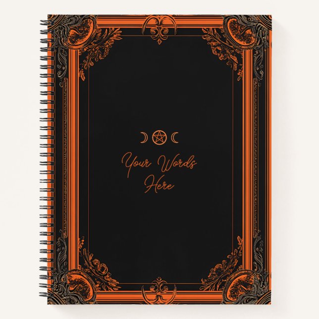Create Your Own Dark Green Bright Orange Notebook (Front)