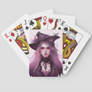 Create Your Own Dark Purple Witch Poker Cards