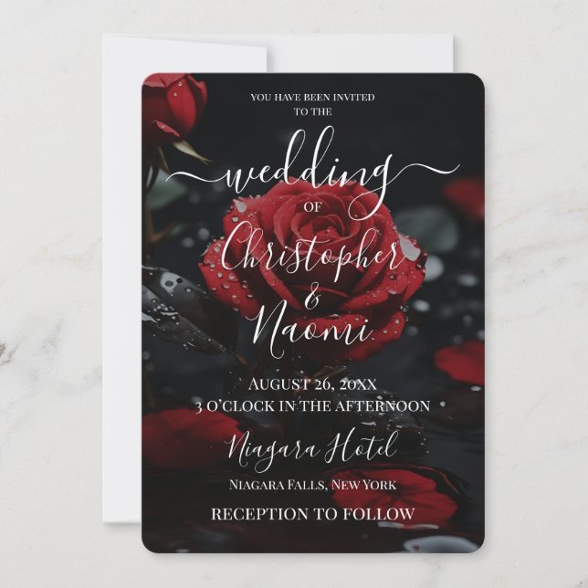 Create Your Own Dark Red Rose Closeup Invitation (Front)