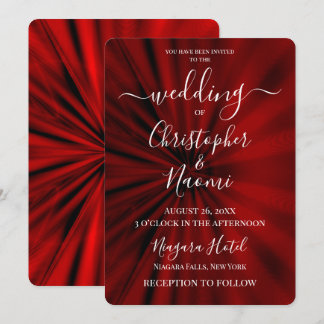 Create Your Own Deep Red Sunburst Wedding Invitation