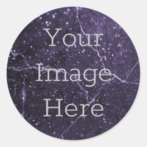 Create Your Own Deep Royal Purple Glitter Marble Classic Round Sticker