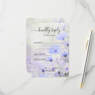 Create Your Own Delicate Blue Flowers Wedding RSVP Card