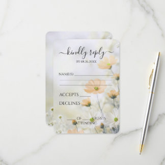 Create Your Own Delicate Orange Flowers Wedding RSVP Card