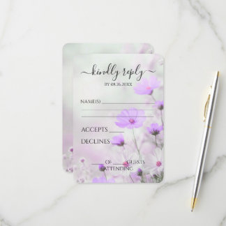 Create Your Own Delicate Purple Flowers Wedding RSVP Card