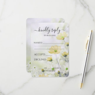 Create Your Own Delicate Yellow Flowers Wedding RSVP Card