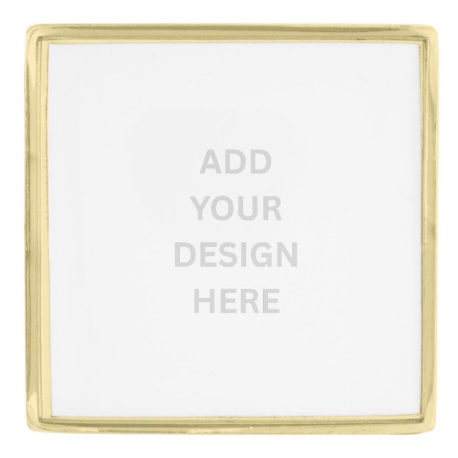 Create Your Own Design Custom Large Square Gold Finish Lapel Pin (Front)