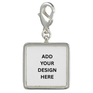 Create Your Own Design Silver Plated Square Charm