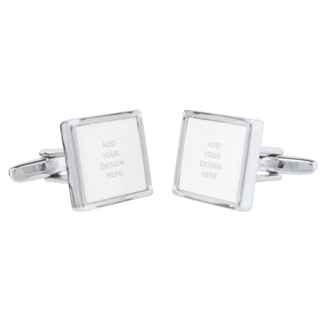 Create Your Own Design Square Cufflinks, Silver  Cufflinks (Angled)